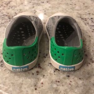 Native size 4 toddler grey and white shoes